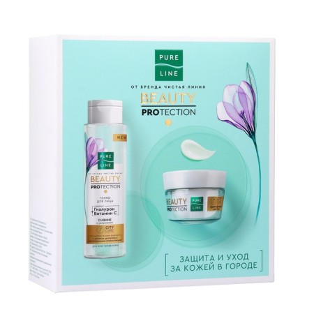 Gift set Pure Beauty Protection line: Toner, 110 ml + Face fluid cream, 45 ml