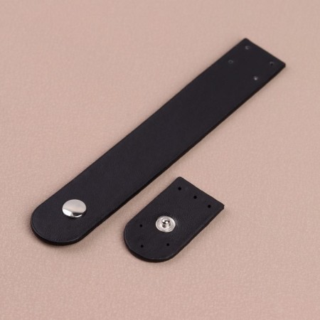 The fastener is sewn for a bag, on a button, 15.5 × 2.5 cm / 4.5 × 2.5 cm, black / silver color-1