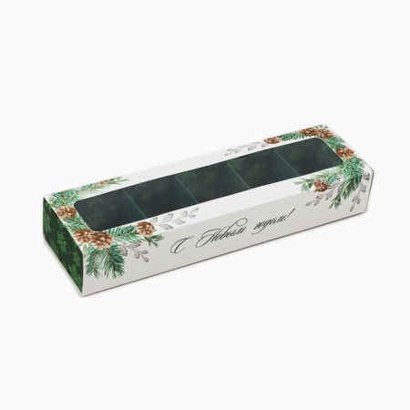 Box for 5 sweets with cells “with new happiness” 21 x 3.3 x 5.8 cm, New Year-1
