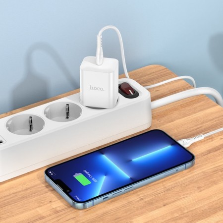 The N27, 1 Type-C, 20 W, PD + Qc, White Network Charger.-2