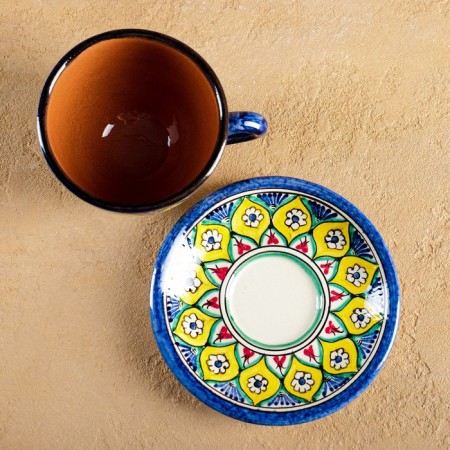 Tea couple Rishtan ceramics "Flowers", 200ml, blue-2