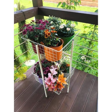 Flowers' set: shelf with baskets + pots, set 8 pcs., Mix-1