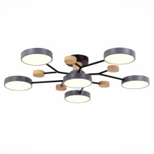 Ceiling EVOLUCE lamp. Sle6006-702-06. Faema. 6x12 W, LED, 3000K/4500K/6000K, 7200 LM, 81x81x14 cm, color gray color