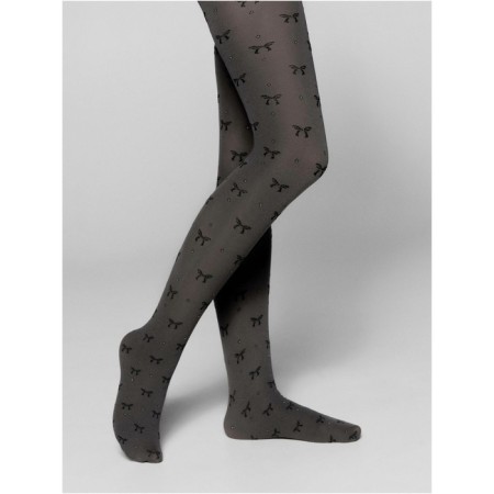 Children's tights with a drawing “Bows” Conte Elegant Samira, height 152-158 cm, Grey color