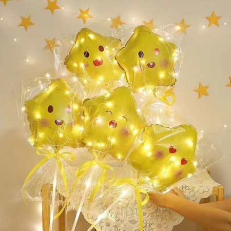 Foil ball 10 "Star Smile", yellow, mix-5