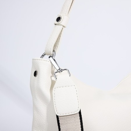 Luggage bag with a zipper, 3 outer pockets, white color-4