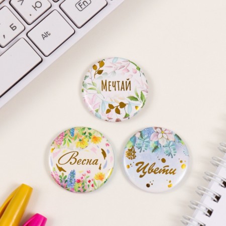 Icons of sunset set 3 pcs d = 35 mm "Spring" with embossing 9x9 cm-2