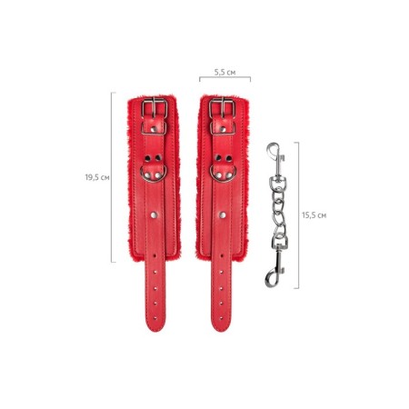 Handcuffs Anonymo, PU Skin, 27 cm, red color-8