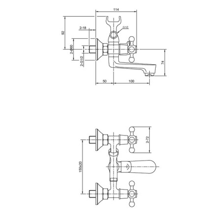 Eleanti Elt3010 bath mixer, two -wound, hose, watering can, bracket, chrome-1