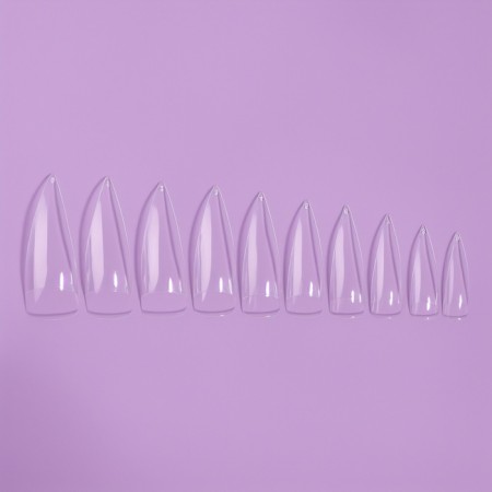 Tips for nail extension, 100 pcs, forms of almonds, short contact zone, transparent color-1