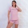 Female home set (T -shirt/shorts), powder color, size 50