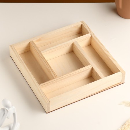Kashpo wooden "zigzag" 5 compartments 25x25x4 cm natural-1