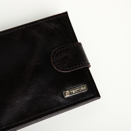 Male purse on the button, Textura, for cards, for coins, black color-4