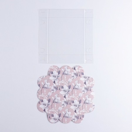 Bearbox, confectionery packaging with PVC lid, "flowers", 10.5 x 10.5 x 3 cm-4