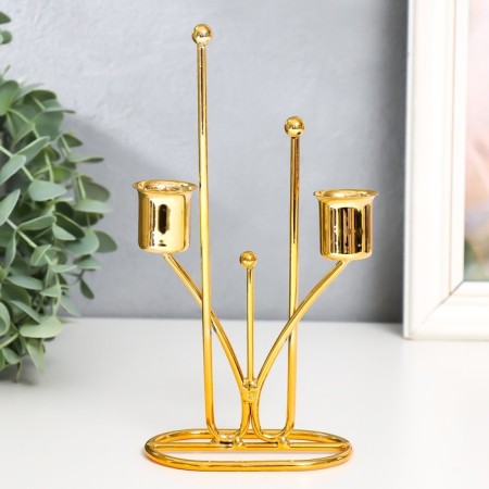 Summary metal on 2 candles "straight lines. Balls" D-2-2.3 cm gold 10x6.5x20.5 cm-4
