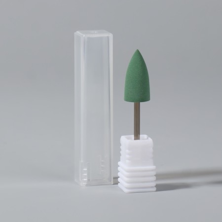 Silicone milling cutter for polishing, medium, 8 × 18 mm, in a plastic case, green color