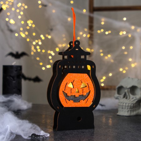 Decor with backlight "Lantern with pumpkin" 3 × 10.5 × 17.5 cm-1