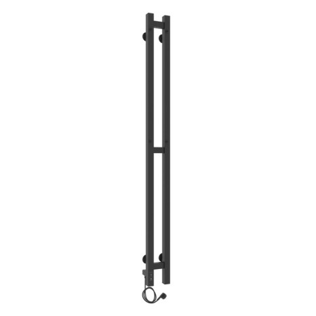 Electric heated towel rail Laris Prime Chekch, 80x1200 mm, 2 crossbars, left, black-9
