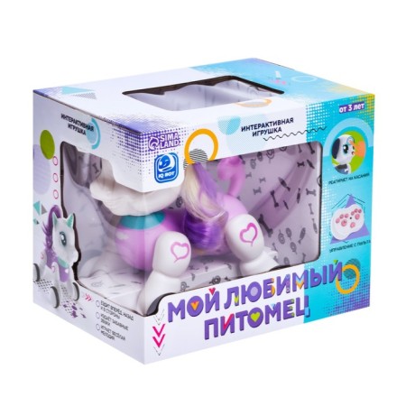 Robot Unicorn "My Favorite Peteum" IQ Bot, on the control panel, interactive: sound, sensory, on the battery, purple-8