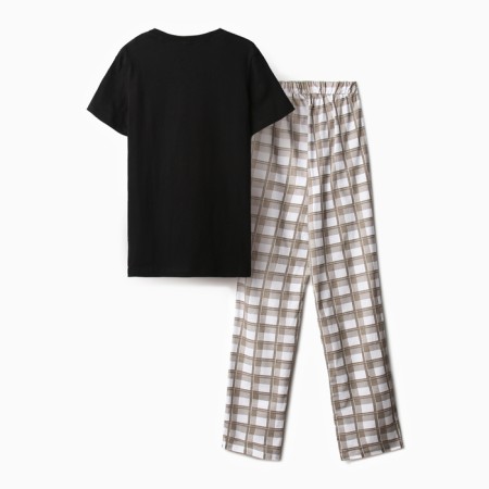 Homemade female set (T -shirt, trousers), black color, size 52-5