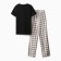 Homemade female set (T -shirt, trousers), black color, size 52