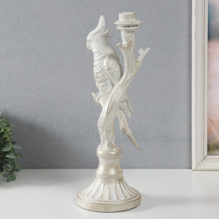 Polystone candlestick "White parrot on a branch" for metal 12.4x12.2x36 cm-2