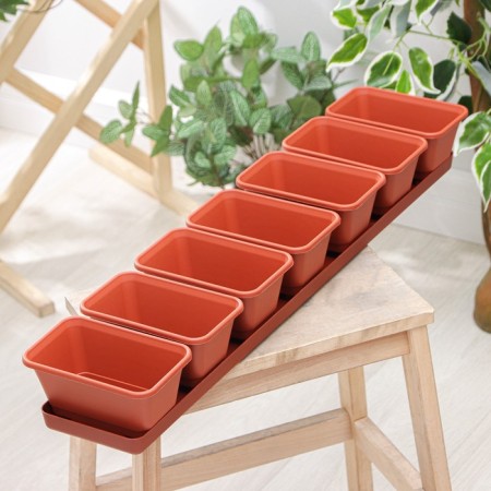 A set of flower pots with a tray Darel Plastic, 750 ml, 73 cm, 7 pcs, terercot color-1