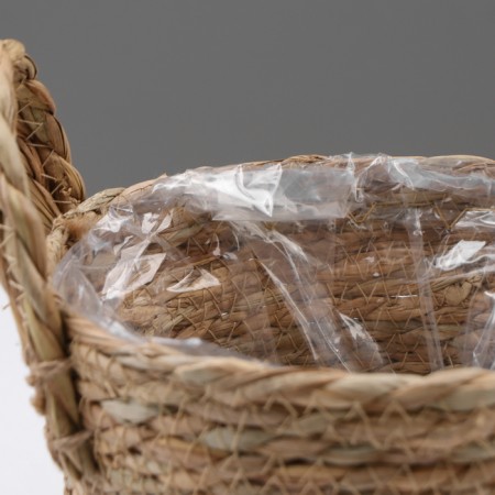 Kashpo wicker "Kenya" round with handles, 15.5x15.5x13.5 cm, natural-4
