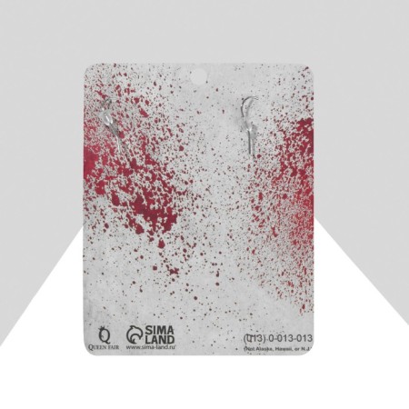 Acrylic earrings "axes" with blood, colored in silver-2