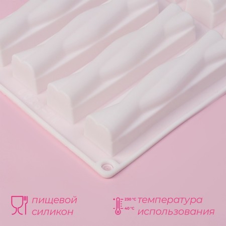 Baking uniform “Burns”, silicone, 28.5 × 16.5 × 2.3 cm, 8 cells (12 × 2.7 × 2.3 cm), white color-1