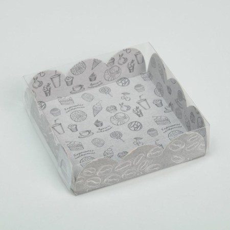 Cookie box, confectionery packaging with PVC lid, "goodies", 10.5 x 10.5 x 3 cm-1