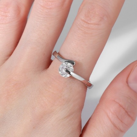 Ring "Classic" crystal solo, white color in silver, dimensionless-2