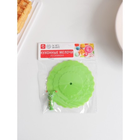 Silicone lid Silicone share "caterpillar", d = 10 cm, green color-5
