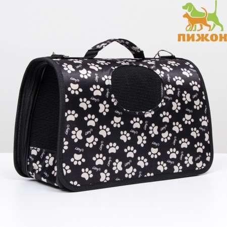 Bag - Animal Carriage "Happy" paws, black, size S, 37.5 x 17 x 22 cm