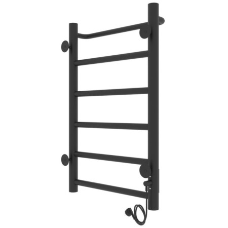 Two electric heated towel rail Laris Prime Chekch, 400x600 mm, 6 crossbars, left, black-14