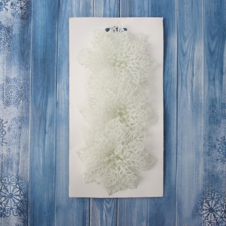 Christmas tree decoration "Flowers snowy" (set 3 pcs) openwork, 10 cm, white-2