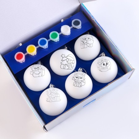 New Year's set for creativity. Christmas balls for coloring "New Year! Best gift ", 6 pcs-8