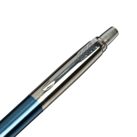 Ballpoint pen Parker Jotter Core Waterloo Blue Ct M, stainless steel case, blue glossy/ chrome, blue ink-3