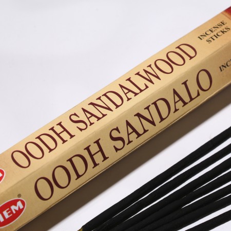 Incense hem "Oodh Sandalwood. Sandal tree", 20 wands in packaging, hexagon-1