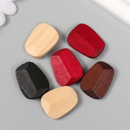 Bead for creativity, wood "Rectangle of irregular shape with faces" mix 2.6x2 cm