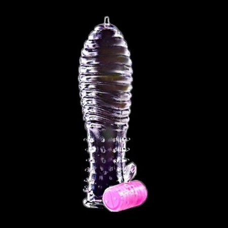 Massage Oka-hoods, ribbed, with clitoris vibroostimulation, gel silicone