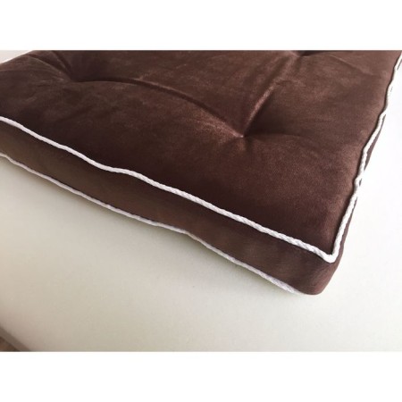 A pillow for a chair 38x38 cm, h 5 cm, brown color, velor, foam rubber, kant-1
