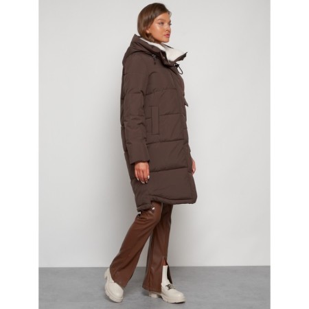 Coat insulated winter female, size 52, brown color-2