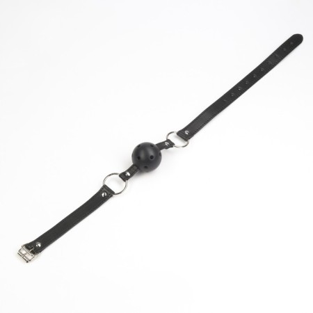 Gag BDSM NOTABU, adjustable belt, ball with holes, PVC, D 45 mm, black-4