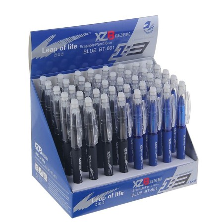 Ballic handle with erased ink, line 0.8 mm, blue rod, rubberized housing, mix (barcode on a piece)-1