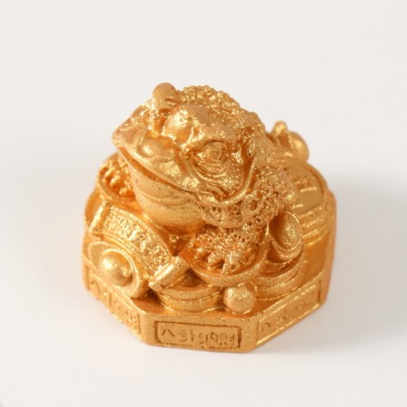 NECKE Polystone for gold "Toad on coins and a pedestal with symbols" 4.2x4.4x4.1 cm-4