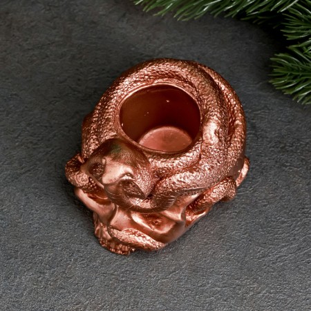 New Year. Symbol 2025. Summary of the New Year's Skull with a snake 9.5x7.5cm, copper-3