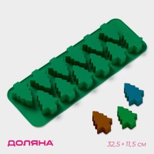 Baking uniform “Christmas tree”, silicone, 32.5 × 11.5 cm, 12 cells, green color