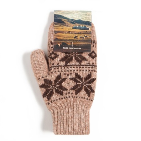 Women's mittens from Mongolian wool, brown color, size 17-19 (6.5-7.5)-1