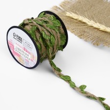 Weeks decorative canvas “leaves”, 25 mm, 9 ± 0.5 m, beige/green color